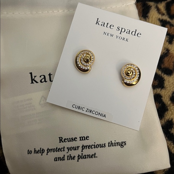 Kate Spade New York Pavé Seashell Stud Earrings ~ NEW~ - Picture 2 of 10